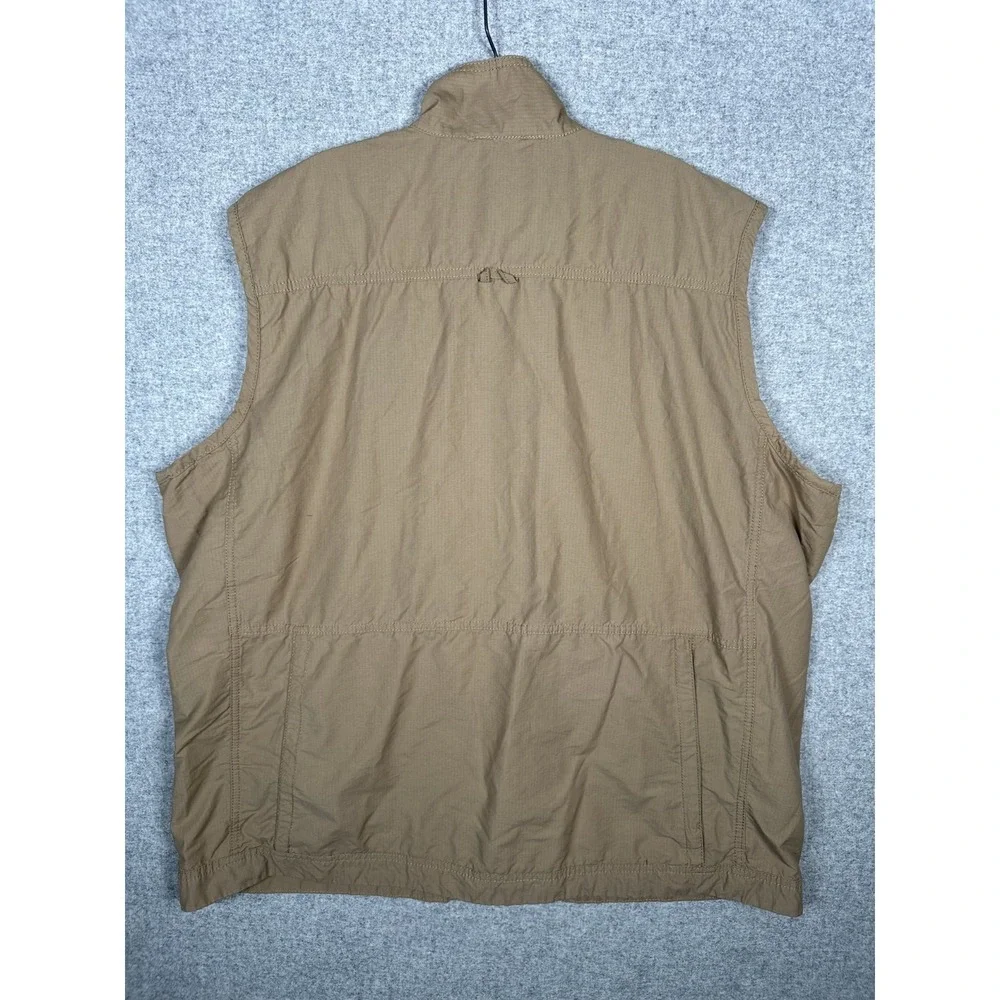 Vintage Redhead XL Mens Fishing Vest Tan Pockets Sleeveless Jacket Zip Mock Neck